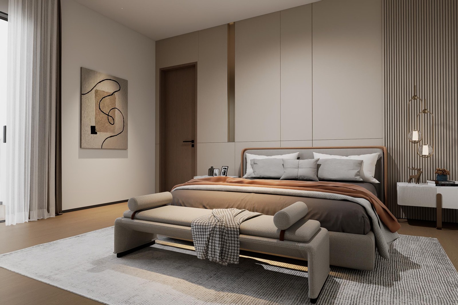 Villa upper-level design — Bedroom design rendering